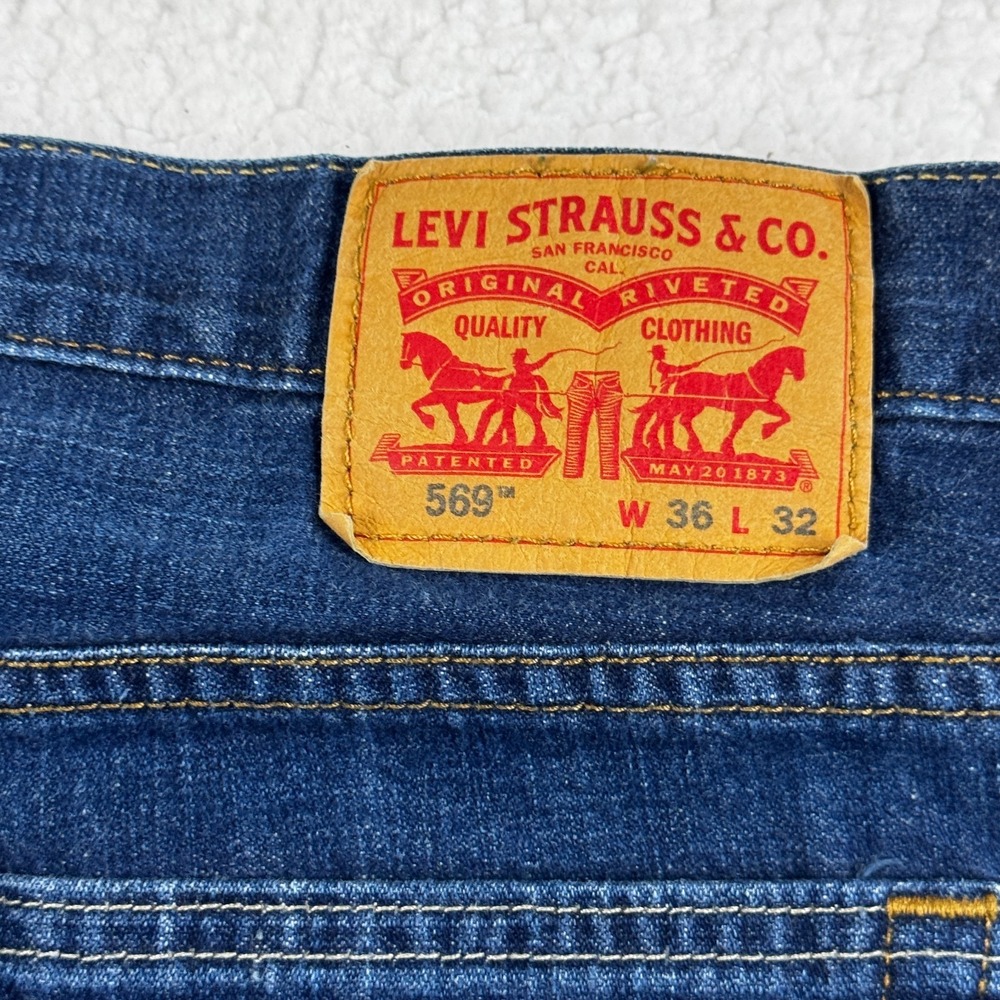 Levi's 569 Loose Fit Straight Leg Jeans Mens 36x32 Blue Denim Cotton Mid Rise - Picture 11 of 12